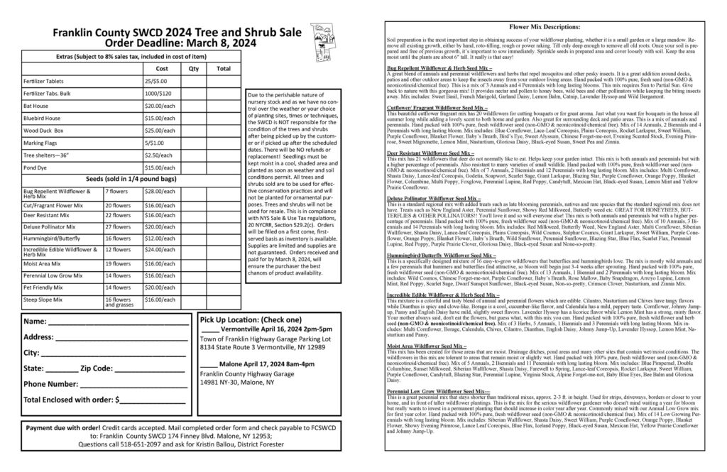 Tree Sale Franklin County Soil & Water Conservation District